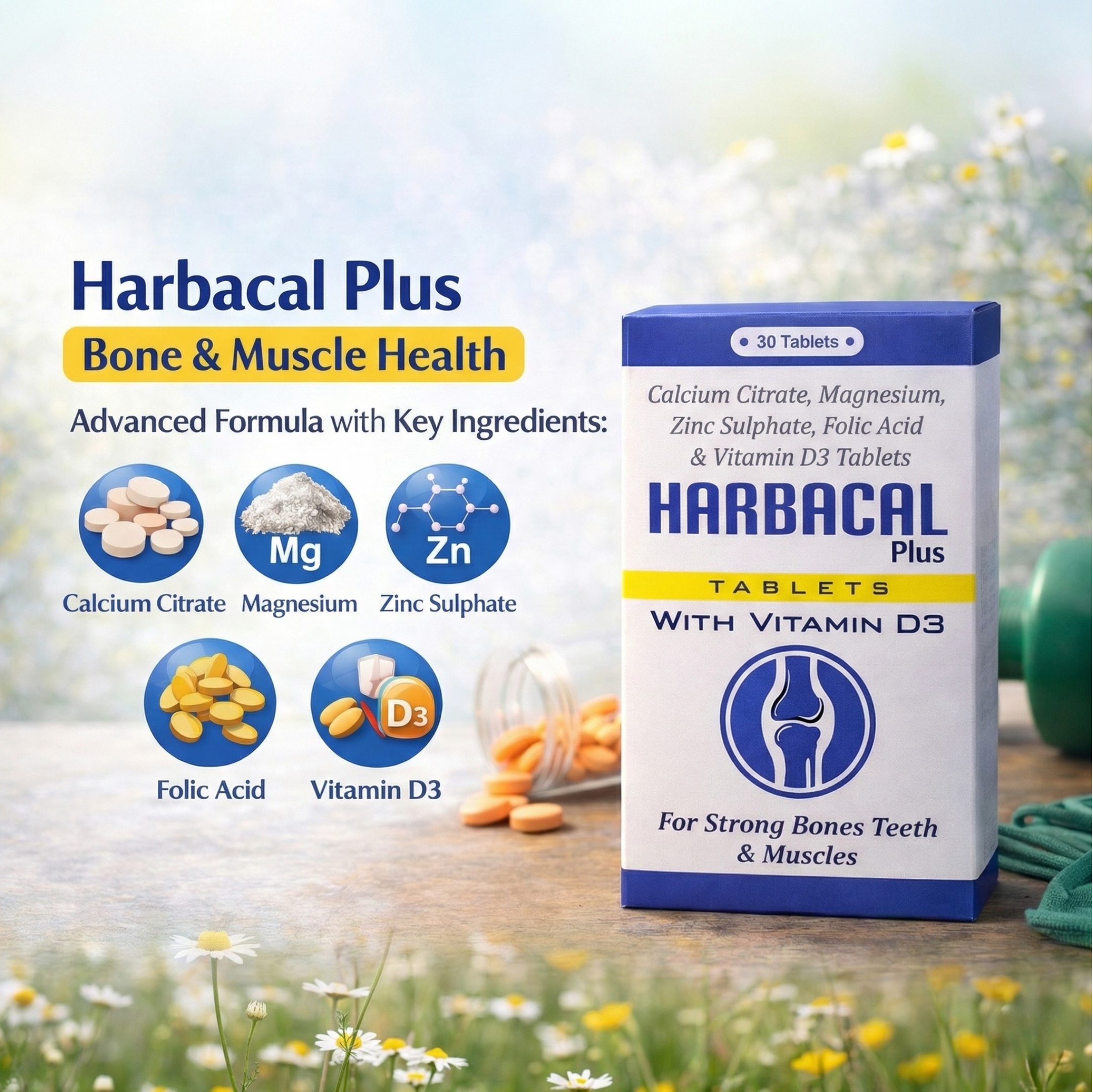 Harbacal Plus Tablet with vitamin D3 (30 Tablets) - Image 3